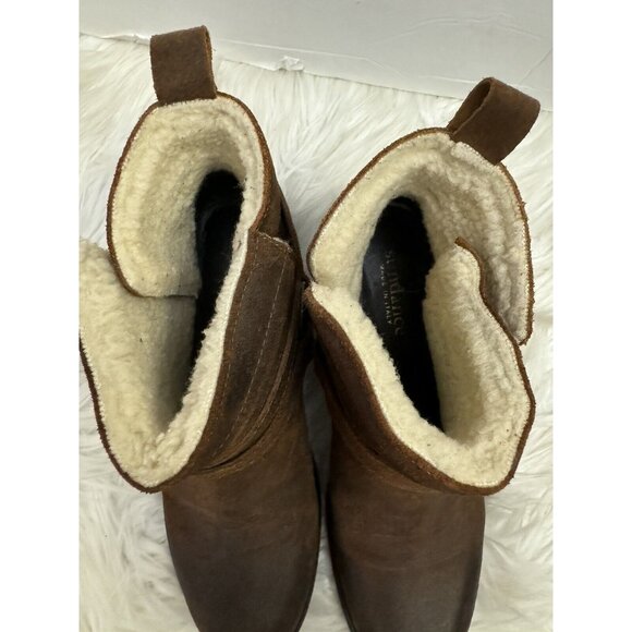 Sundance Molly Pitcher Sherpa Lined Booties Boots Buckle Size 39 / 8.5-9 Brown - Picture 3 of 13